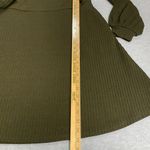 Women's Long Sleeve Medium Olive Green Midi Sweater Dress Ribbed High Waist Photo 8