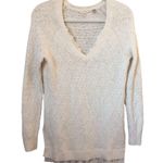Anthropologie Knitted & Knotted Cream Lace Bottom Hem Women’s Sweater XS Photo 3