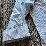 Women's Blue Striped Button Down Shirt with Yellow Accents Lemon Design Size XL Photo 5