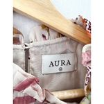 Aura  Floral Chiffon Mini Dress Medium Women's Spring Long Sleeve Pleated Dress Photo 3