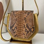 Cala Jade Leather Snakeskin Flap Hexagon Small Crossbody Bag‎ Purse Yellow Photo 1