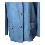 Kasper Coat Women 12 Blue Textured Collared Button Front Jacket Preppy Career Photo 4
