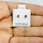 Bebe Real 14k Gold Studs Tiny Earrings Pink Cubic Zirconia 3mm Aretes De Niña New Photo 2