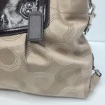 Coach Ashley Dotted Op Art Signature Carryall Fabric Patent Leather Brown Purse Photo 2
