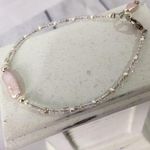 Faux freshwater pearl beaded bracelet Silver tone & opalescent seed bead jewelry Photo 0