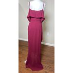 Lulus NEW  Burgundy Maxi Dress S Off Shoulder Asymmetrica Formal Evening Gown Photo 3