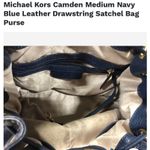 Michael Kors  Camden Medium Navy Blue Leather Drawstring Satchel Bag Purse Photo 5