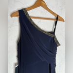 Adrianna Papell One Shoulder Embellished Jersey Maxi Gown in midnight blue Photo 1