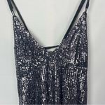 Free People  Gunmetal Gray Gold Rush Mini Sequin Dress M Photo 4