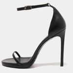 BRAND NEW Saint Laurent Paris Black Leather Jane Ankle Strap Sandals heels sz 39 Photo 1
