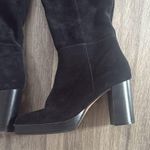Free People  Black Over the Knee Boots Leather Heeled platform Photo 5
