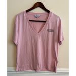 Ganni Pink V-Neck Software Jersey Rosa Crewneck Logo Tee Size Medium Photo 3