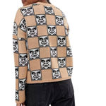 Obey Women's Size Medium Peach Antarsia Print Knitted Sweater Photo 2