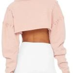 Alo Yoga NWT  Crop Top Splice Long Sleeve size S Nectar Pink Cowl Neck Lace Detai Photo 1