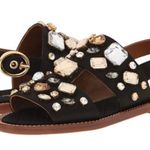 Dolce & Gabbana women’s jeweled satin flat sandal size IT 37.5 US 7.5 Photo 0