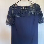 Ann Taylor  navy shift dress with lace sleeves and across top sz 6 EUC Photo 4