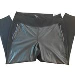 Old Navy Active NWT 2X Plus High Rise Black and faux leather panels on front Photo 1