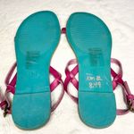 Mossimo Pink Braided Faux Leather Flat Sandals with Teal Blue Sole Size 6 Photo 8