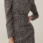 Reformation Juni Polka Dot Dress Size 4 Black White Puff Sleeve Mini Bodycon Photo 0