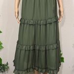 Elegant Olive Green Tiered Skirt Photo 1