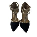 Wild Diva  ADORA-64 Sexy Studded Stilletto Heels Black and Tan‎ Size 7 Photo 4