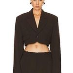 GRLFRND  The Cropped Blazer in Ganache Brown Size S NWT MSRP $395 Photo 0