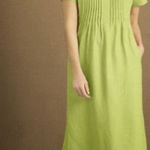 Orvis  Womens‎ Pintuck Shoreline Linen Dress Lettuce Medium Photo 0