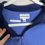 Breckenridge womens quarter zip Pullover Blue Embroidered Preppy Cottage VTG L 90s Nature Photo 2