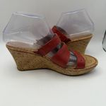 Born Women's Sandal Red Leather US Sz 8 Wedge Slip On Casual Comfort Shoes Photo 4