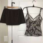 Jantzen Paisley Tankini Top Skirted Bottoms Womens 10 Brown White Two Piece Photo 2