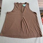 Lands' End V-Neck Pleated Tank Top Women's - Size 2X Warm Tawny Brown New Photo 4