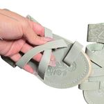 Mexican Leather Green Embroidered Strap Sandals Size: 9 Photo 1