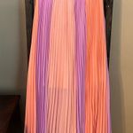 Skies Are Blue Color Block Lavender and Peach Pleated Maxi Skirt Photo 2