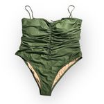 J.Crew  One Piece Swimsuit Women's Plus 22 Olive Green Ruched Sweetheart Neckline Photo 1