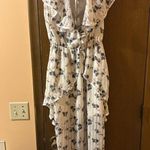 Elliatt White, black, & Pink Floral Ruffle Midi Dress Photo 2