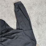 DKNY NWT  Women’s Jacquard Point Collar Long Sleeve Tie Front Blouse in Black L Photo 5