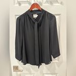 HD in Paris Anthropologie  Astral Tie Neck Black‎ Chiffon Blouse size 4 Photo 4