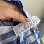 ZARA blue plaid faux wrap short sleeve V neck babydoll dress size large Photo 6