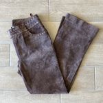 Vintage Brown Suede Leather Pants with Embellishments Size: 8 Photo 0