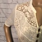 Miss Me  Sheer Off White Lacy Crinkled Top XS Photo 2