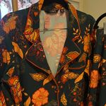 IMAN Dark Green and Orange Floral Pajama Set Size Petite Large Photo 5