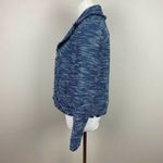 Topshop Blazer Jacket 6 Tweed Fringe Blue White Open Pockets Career Womens New Photo 4