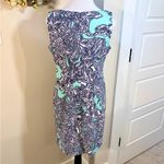 AMANDA LANE Sleeveless Hawaiian Tropical Print Lightweight Sheath Dress ~8P💚 Blue Photo 3