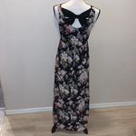 Siren Lily  Maternity black floral back bow asymmetrical midi dress Photo 3