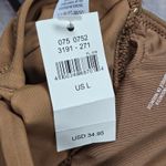 Aerie  Triangle Bikini Top Tan Ruffle Straps Lace Up Back Size L Photo 3