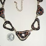 Elegant Gold Tone and Black Animal Print Boho Statement Necklace Photo 2