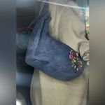 Fossil Forever By  Y2K style Blue suede shoulder bag with embroidered floral Photo 6