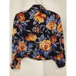 Ellen Tracy 14 Blue Floral Open Front Blazer Jacket Tapestry HIDDEN FLAW READ Photo 2