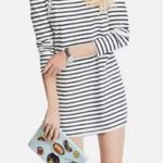 ALC Frank ALC A.L.C. Chapman Shift Dress Lace-Up Shoulder‎ Navy White Striped Size Small Photo 0