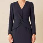 Vintage William Pearson Dress Womens 12 Long Sleeve Asymmetrical USA 90s Blue Photo 0